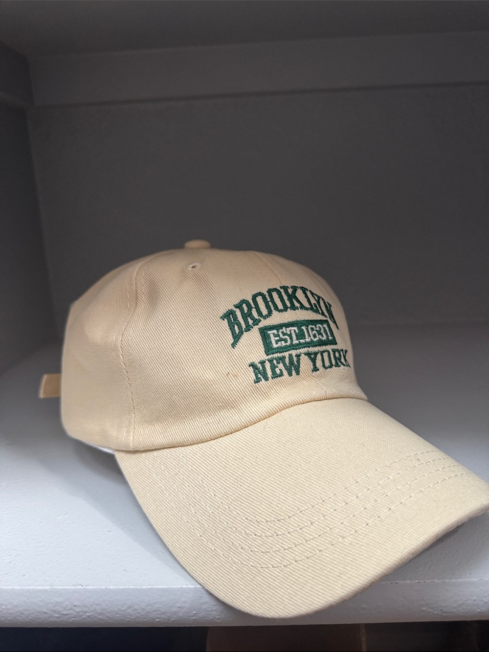 Beige 'Brooklyn New York' Embroidered Baseball Cap